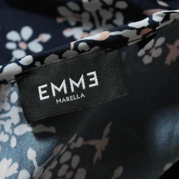 Emme Marella  Navy Belted Floral Dress, Sz IT 40/ US 4, EUC - Picture 4 of 4